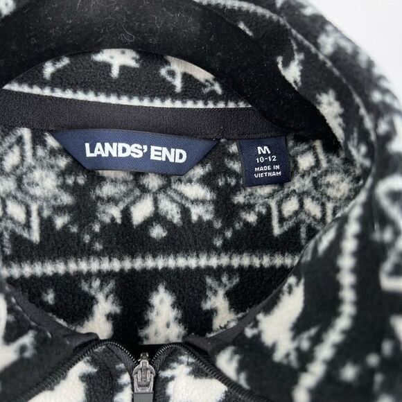 Lands’ End Fleece Snowflake Winter Quarter Zip Pullover Sweater - Picture 2 of 5